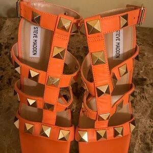 Steve Madden Vibrant Orange &Gold Gladiator Sandals